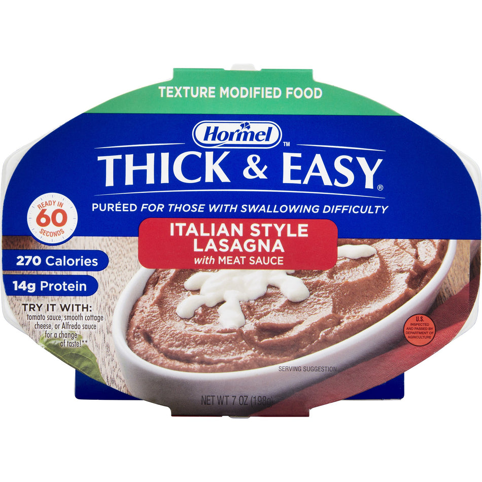 Thick & Easy Pures Italian Style Beef Lasagna Pure Thickened Food, 7-ounce Tray-Thickened Food Thick & Easy Purees 7 oz. Tray Italian Style Beef Lasagna Flavor Puree IDDSI Level 2 Mildly Thick