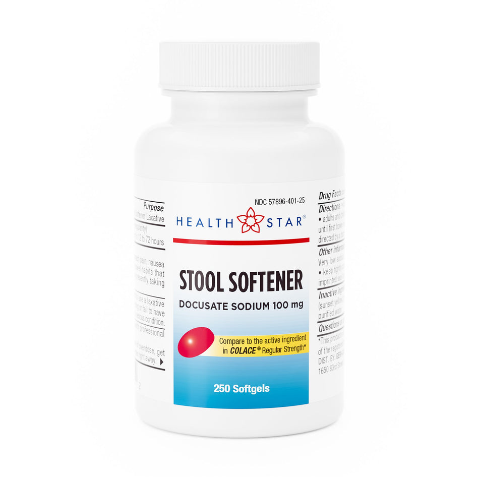 Geri-Care Docusate Sodium Stool Softener-Stool Softener McKesson Brand Softgel 250 per Bottle 100 mg Strength Docusate Sodium