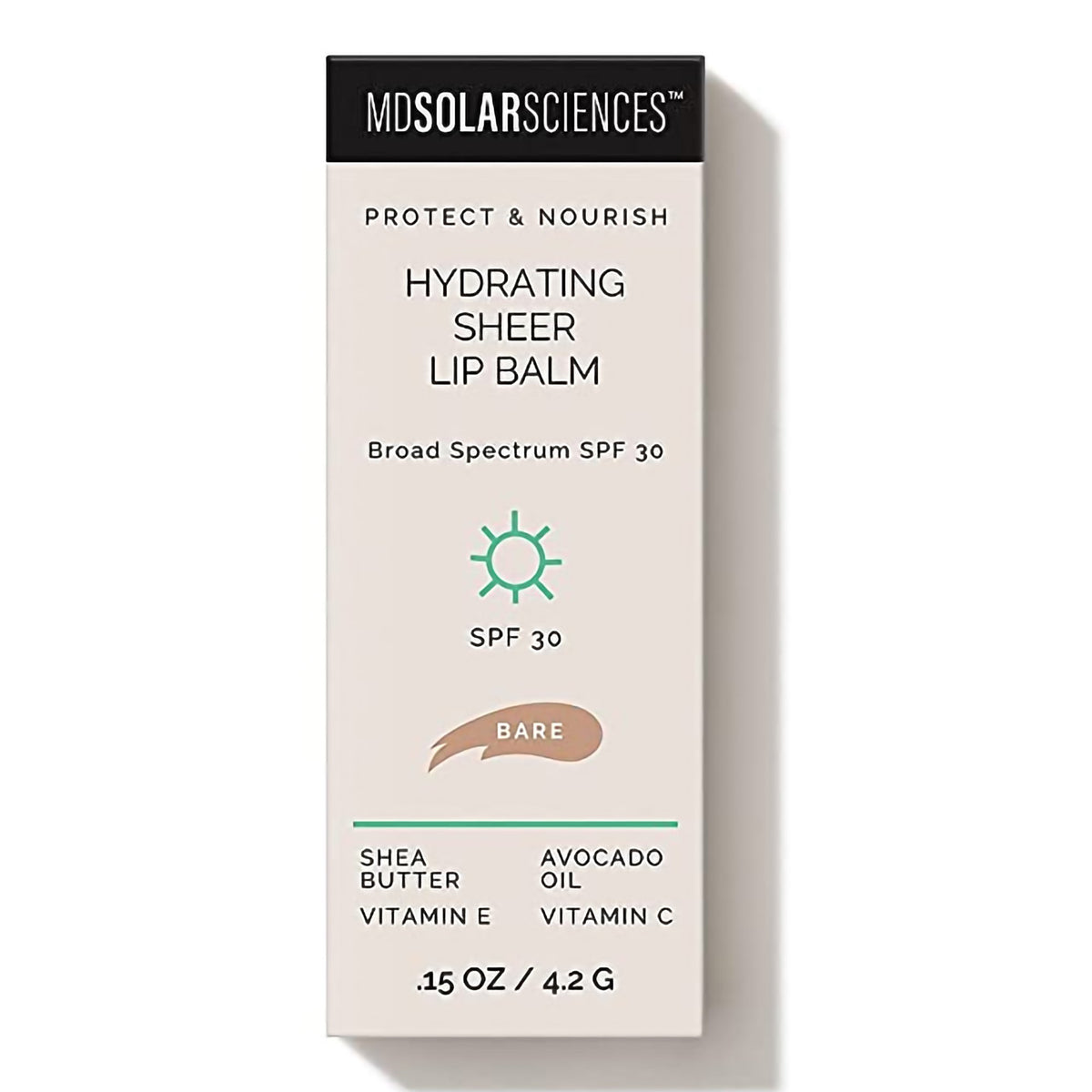 MDSolarSciences Hydrating Sheer Lip Balm, Bare (Neutral)-Tinted Lip Balm with Sunscreen MDSolarsciences Hydrating Sheer SPF 30 0.15 oz. Tube