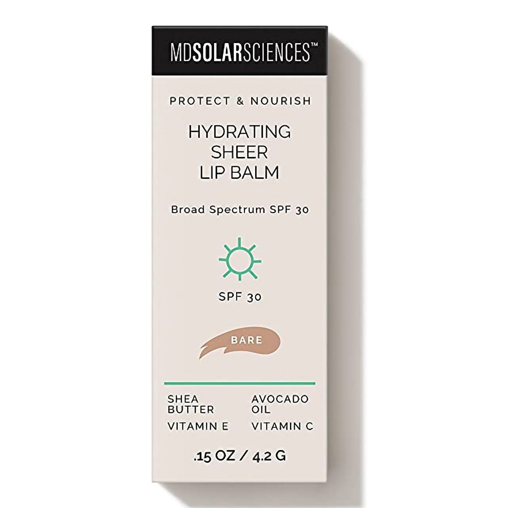 MDSolarSciences Hydrating Sheer Lip Balm, Bare (Neutral)-Tinted Lip Balm with Sunscreen MDSolarsciences Hydrating Sheer SPF 30 0.15 oz. Tube