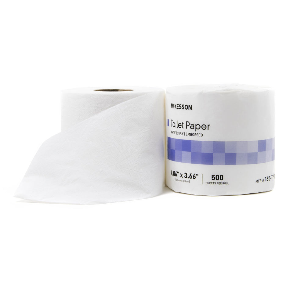 McKesson Toilet Tissue-Toilet Tissue McKesson White 2-Ply Standard Size Cored Roll 500 Sheets 3-3/5 X 4 Inch