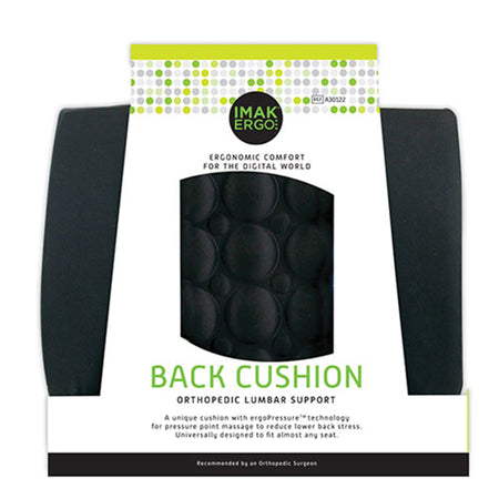IMAK Ergo Lumbar Cushion, 13.5 in. W x 4 in. D x 13.8 in. H, Foam, Black, Non-inflatable-Lumbar Support Cushion IMAK Ergo Back Cushion 13-1/2 W X 13-4/5 L X 4 D Inch Foam