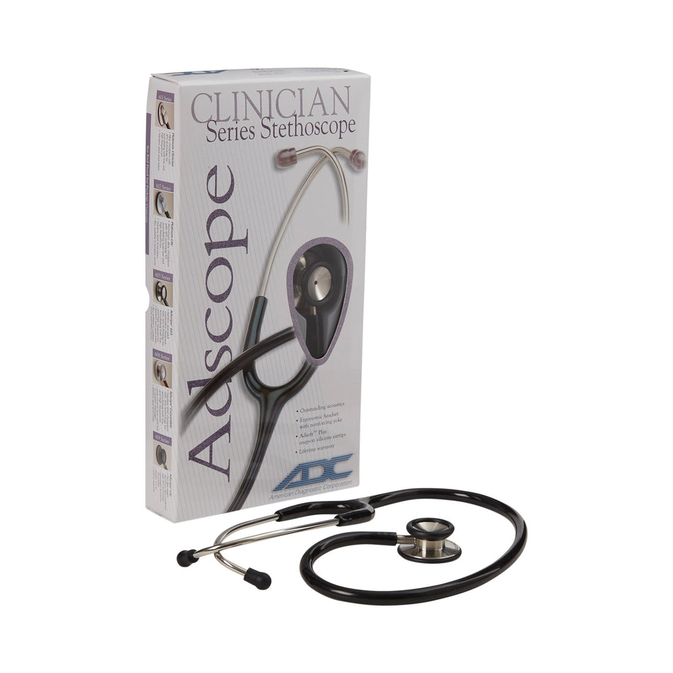 Adscope 603 Classic Stethoscope-Clinician Stethoscope Adscope 603 Black 1-Tube 22 Inch Tube Double Sided Chestpiece