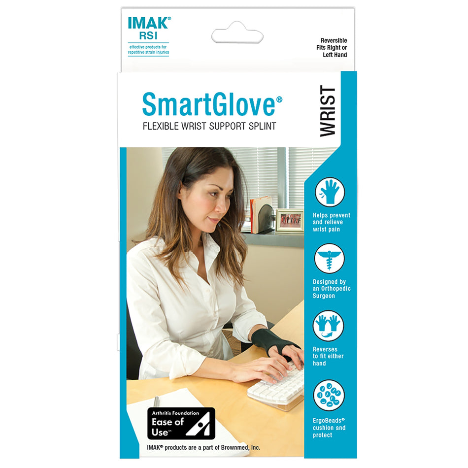 IMAK SmartGlove Wrist Splint, Small-Wrist Splint IMAK RSI SmartGlove Cotton / ergoBeads Left or Right Hand Black Small