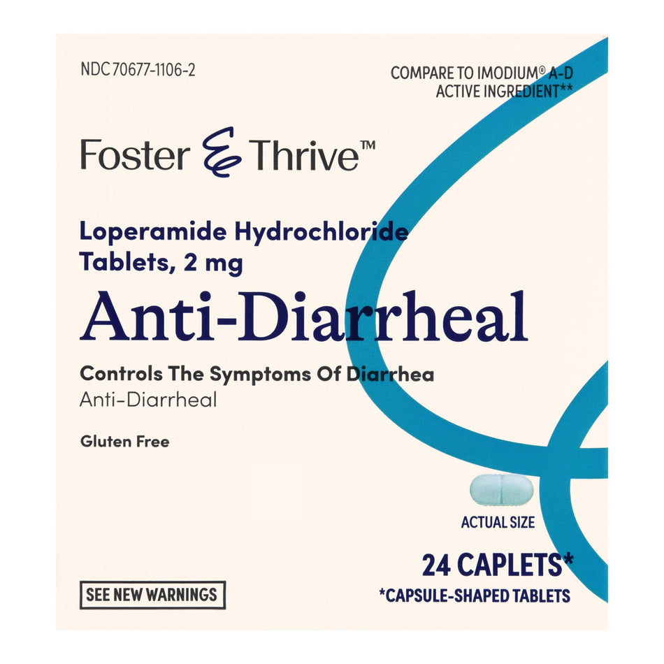 Foster & Thrive Anti-Diarrheal Loperamide HCl 2 mg Caplets-Anti-Diarrheal Foster & Thrive 2 mg Strength Caplet 24 per Box