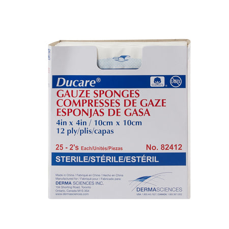 Ducare Sterile Gauze Sponge, 4 x 4 Inch, 12-Ply-Gauze Sponge Ducare 4 X 4 Inch 12-Ply Sterile 2 per Pack