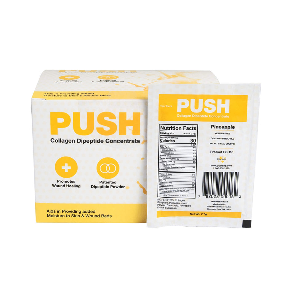 PUSH Collagen Dipeptide Concentrate, Pineapple Flavor-Oral Supplement PUSH Collagen Dipeptide Concentrate Pineapple Flavor Powder 7.7 Gram Individual Packet
