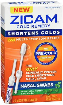 Zicam Cold Remedy Medicated Nasal Swabs-Cold and Sinus Relief Zicam 4X - 4X - 4X Strength Nasal Swab 20 per Box