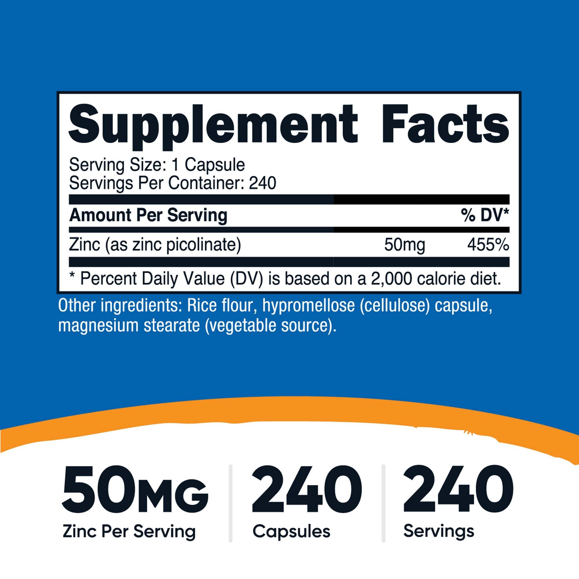 VITAMIN, CAP ZINC PICOLINATE 50MG (240/BT 12BT/CS)