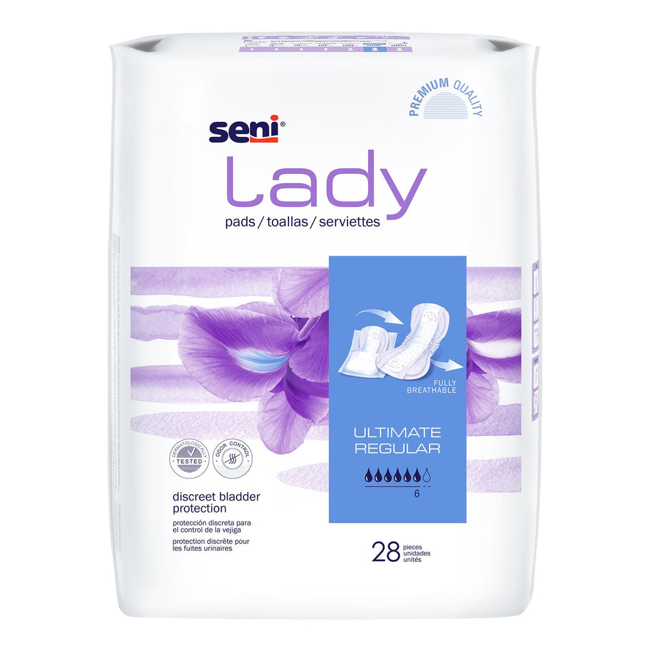 Seni Lady Ultimate Absorbency Bladder Control Pads, Regular-Bladder Control Pad Seni Lady Ultimate 14.4 Inch Length Heavy Absorbency Super Absorbent Core One Size Fits Most