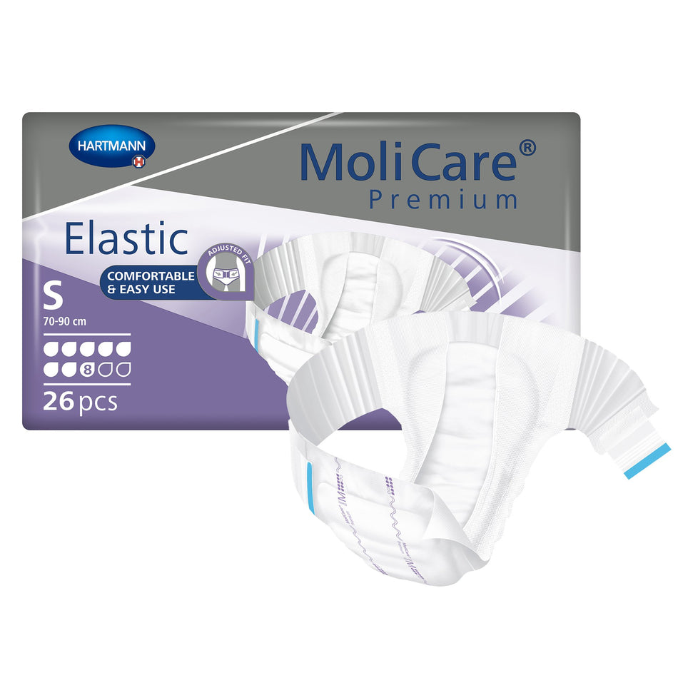 MoliCare Premium Elastic 8 Drop Absorbency Incontinence Briefs, Small-Unisex Adult Incontinence Brief MoliCare Premium Elastic 8D Small Disposable Heavy Absorbency