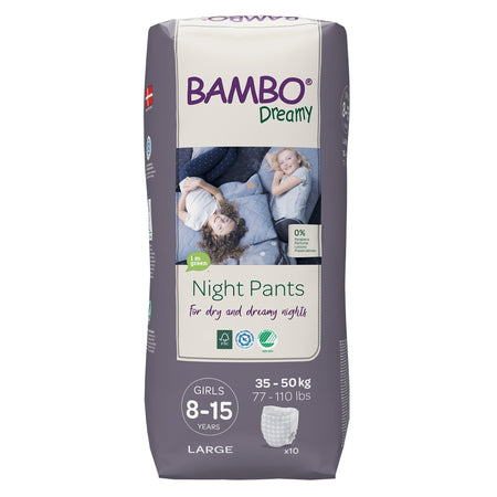 Bambo Dreamy Training Pants, For Girls 8 15 Years Old-Female Youth Training Pants Bambo Dreamy Night Pant Pull On with Tear Away Seams Size 8 to 15 Years Disposable Heavy Absorbency
