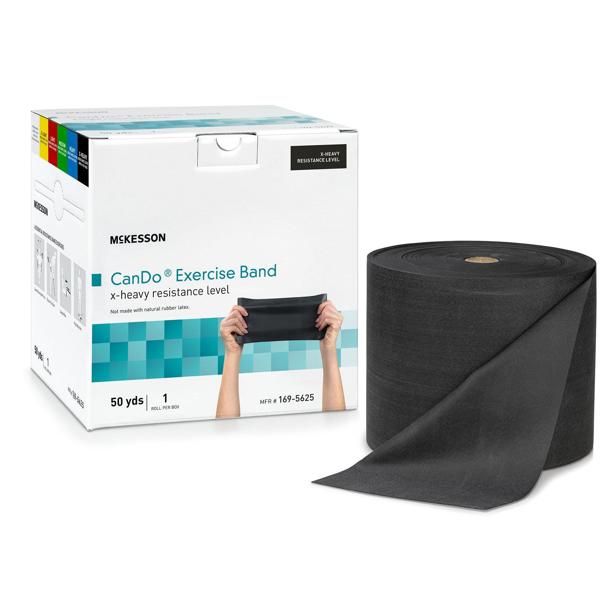 McKesson CanDo Exercise Resistance Band, Black, 5 Inch x 50 Yard, X-Heavy Resistance-Exercise Resistance Band McKesson CanDo Black 5 Inch X 50 Yard X-Heavy Resistance