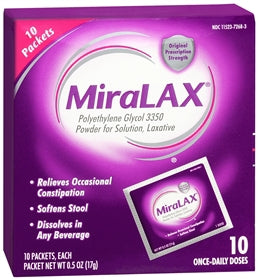 MiraLAX� Polyethylene Glycol 3350 Laxative-Laxative MiraLAX� Powder 10 per Box 17 Gram Strength Polyethylene Glycol 3350