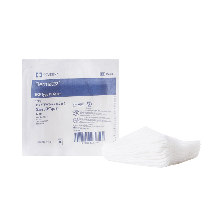 Dermacea� Sterile USP Type VII Gauze Sponge, 4 x 4 Inch, 12-Ply-Gauze Sponge Dermacea� 4 X 4 Inch 12-Ply Sterile 10 per Pack