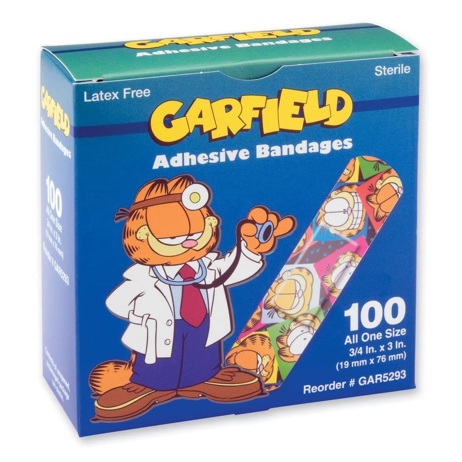 ASO Kid Design (Garfield) Adhesive Strip, 3/4 x 3 Inch-Adhesive Strip ASO 3/4 X 3 Inch Plastic Rectangle Kid Design (Garfield) Sterile