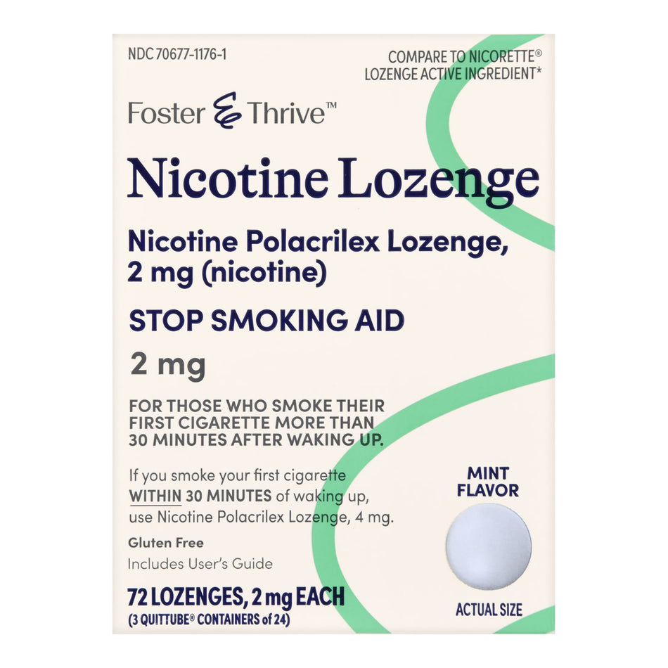Foster & Thrive Nicotine Polacrilex Lozenges 2 mg (Nicotine) Mint-Stop Smoking Aid Foster & Thrive 2 mg Strength Lozenge