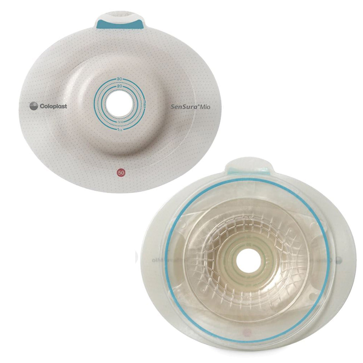SenSura Mio Convex Light Click Ostomy Barrier, 15-30 mm.-"Ostomy Barrier SenSura Mio Click Trim to Fit, Extended Wear Elastic Adhesive 50 mm Flange Red Code System 5/8 to 1-3/16 Inch Opening"