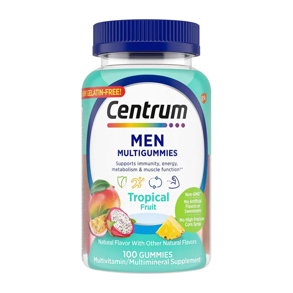 Centrum Men MultiGummies Assorted Natural Fruit Flavors-Multivitamin Supplement Centrum Men Gummy 100 per Bottle Fruit Flavor