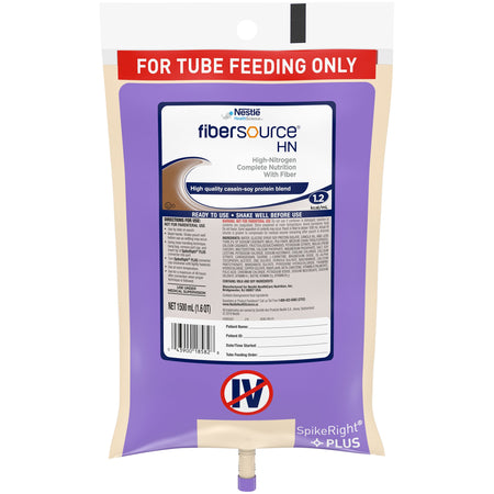 Fibersource HN Tube Feeding Formula, 1.6-quart bag-Tube Feeding Formula Fibersource HN Unflavored Liquid 1500 mL Ready to Hang Prefilled Container
