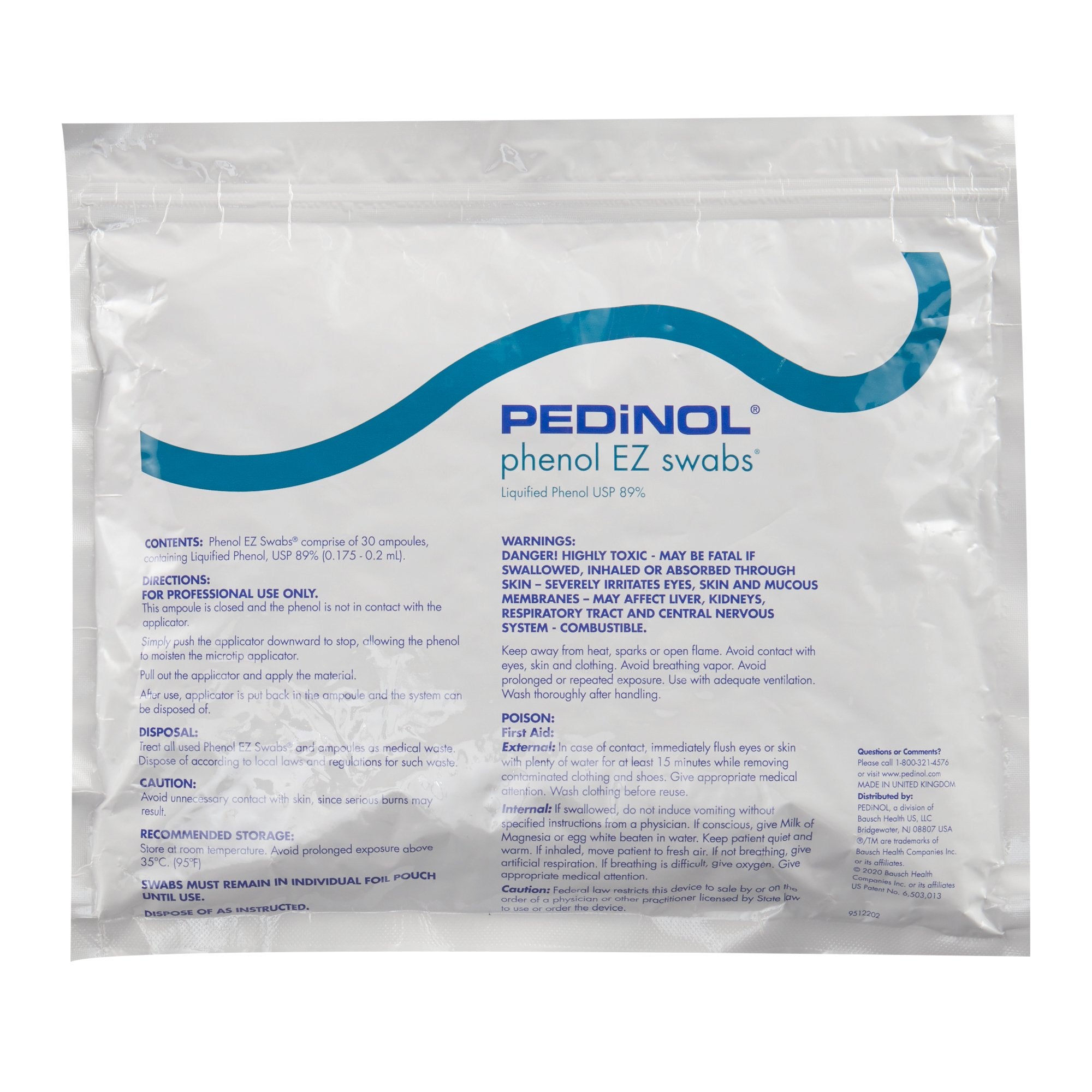PEDiNOL Phenol EZ swabs Topical Anesthetic-Phenol EZ Swab Phenol Liquid 89% Liquid 30 Swabs