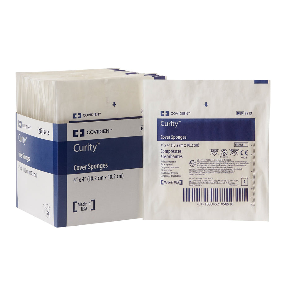 Curity� Sterile Nonwoven Sponge, 4 x 4 Inch, 4-Ply-Cellulose Filled Nonwoven Sponge Curity� 4 X 4 Inch 4-Ply Sterile 2 per Pack