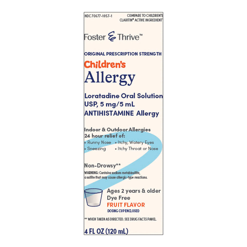 Foster & Thrive Children's Allergy Loratadine Oral Solution USP, 5 mg/5 mL, Fruit Flavor-Children's Allergy Relief Foster & Thrive 5 mg / 5 mL Strength Syrup 4 oz.