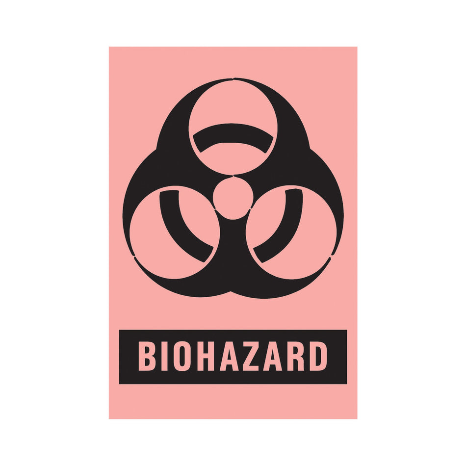 Pre-Printed Label Timemed Warning Label Fluorescent Red Paper Biohazard / Symbol Black Biohazard 2 X 3 Inch