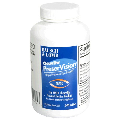 Multivitamin Supplement PreserVision® Areds Vitamin A / Vitamin E / Ascorbic Acid 14,320 IU - 200 IU - 226 mg Strength Tablet 240 per Bottle
