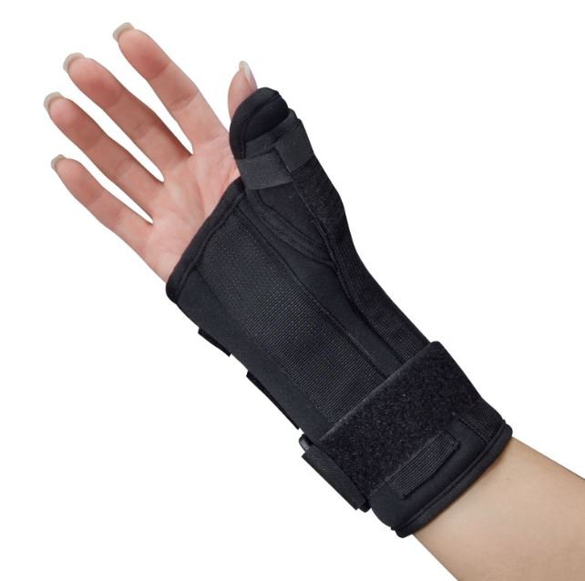 Wrist Brace with Thumb Spica Polyester Foam / Nylon / Tricot Right Hand Black Medium