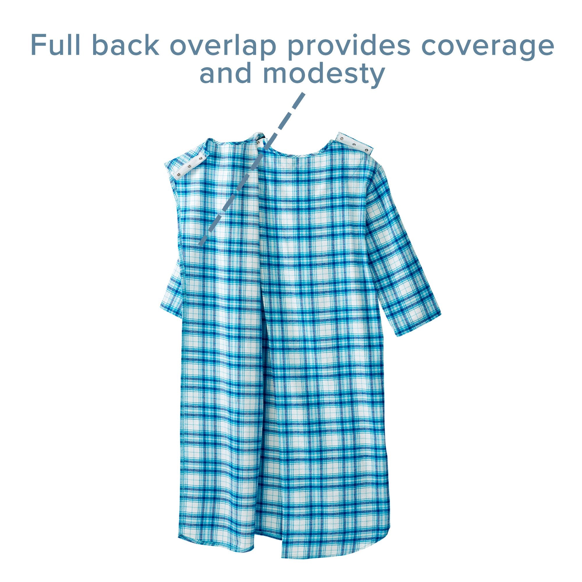 Silverts® Shoulder Snap Patient Exam Gown, 3X-Large, Turquoise Plaid