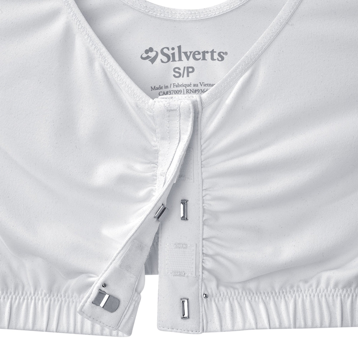 Adaptive Front Closure Bra Silverts® Eezee White Medium 32 to 35 Inch