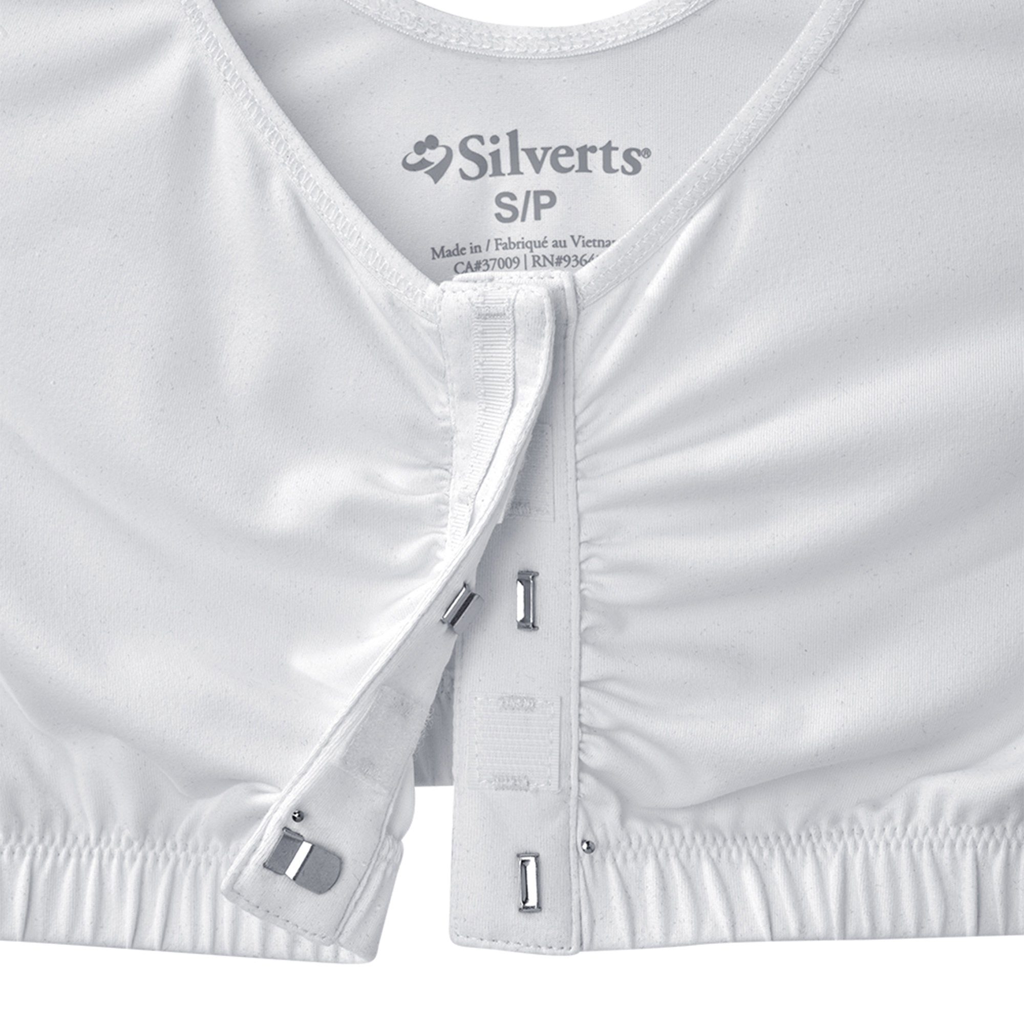 Adaptive Front Closure Bra Silverts® Eezee White Medium 32 to 35 Inch