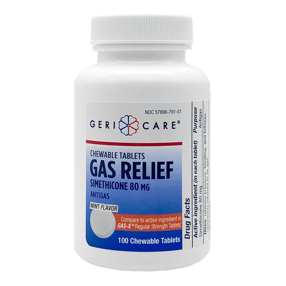 Gas Relief 80 mg Strength Chewable Tablet 100 per Bottle
