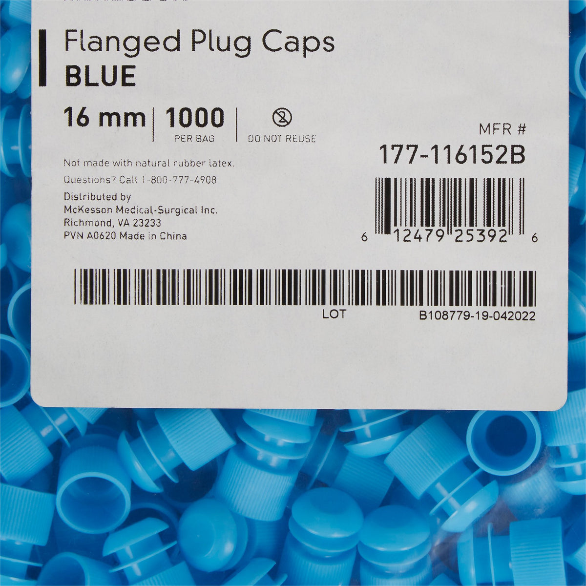 McKesson Blue Tube Closure for use with 16 mm Blood Drawing Tubes, Glass Test Tubes, Plastic Culture Tubes