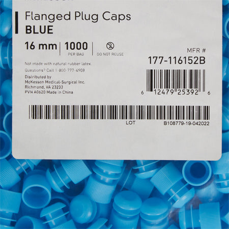 McKesson Blue Tube Closure for use with 16 mm Blood Drawing Tubes, Glass Test Tubes, Plastic Culture Tubes
