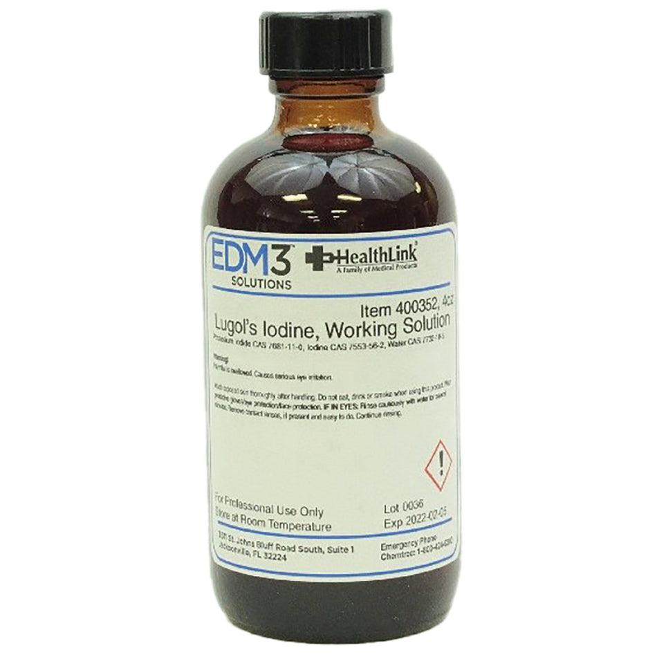 Lugol's Iodine Stain 4 oz. - Clinical Laboratory>Laboratory Equipment>Slide Stainers and Accessories>Stains - EDM 3 LLC