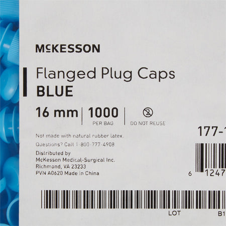 McKesson Blue Tube Closure for use with 16 mm Blood Drawing Tubes, Glass Test Tubes, Plastic Culture Tubes