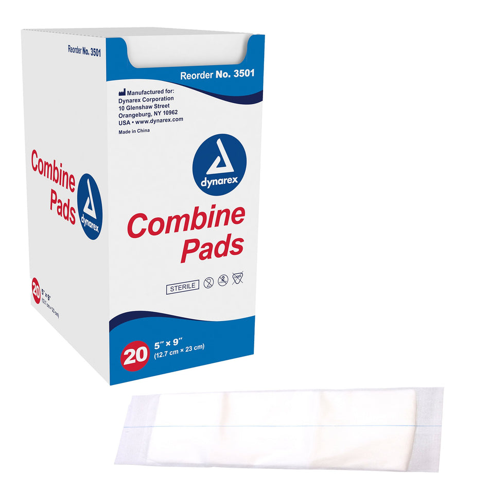 Abdominal Pad Dynarex® 5 X 9 Inch 1 per Pack Sterile Rectangle