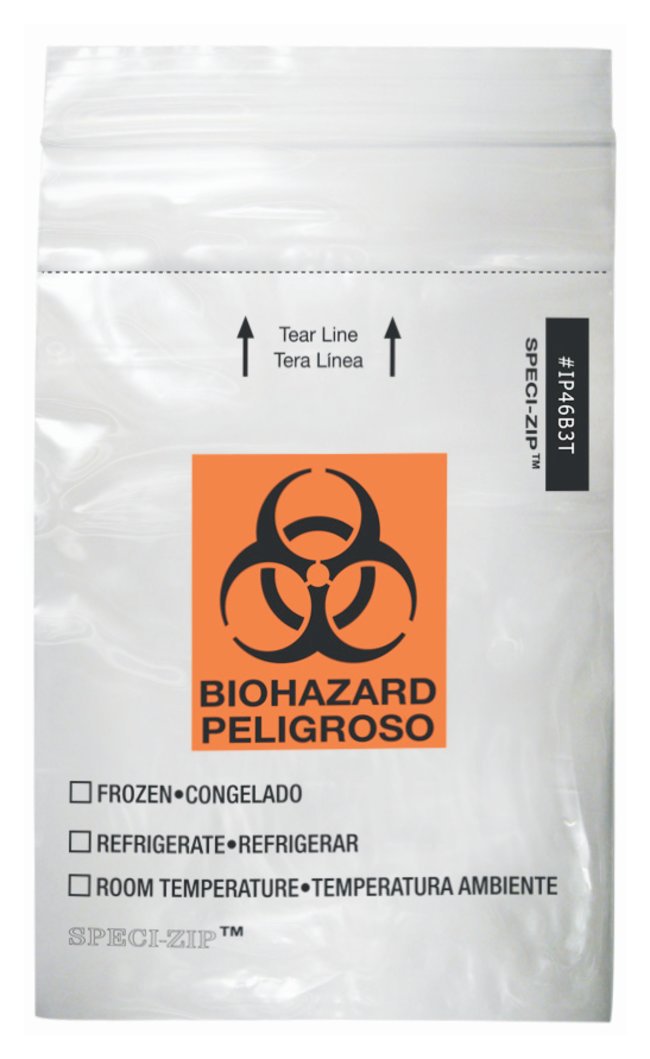 Biohazard Specimen Bag SPECI-ZIP™ Clear Bag 4 X 6 Inch