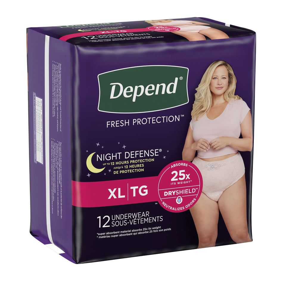 Female Adult Absorbent Underwear Depend® Night Defense® Waistband Style X-Large Disposable Heavy Absorbency