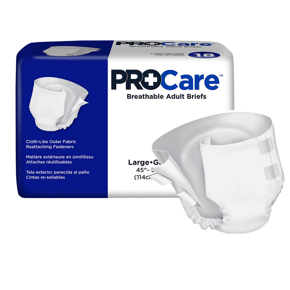 Unisex Adult Incontinence Brief ProCare™ Large Disposable Heavy Absorbency