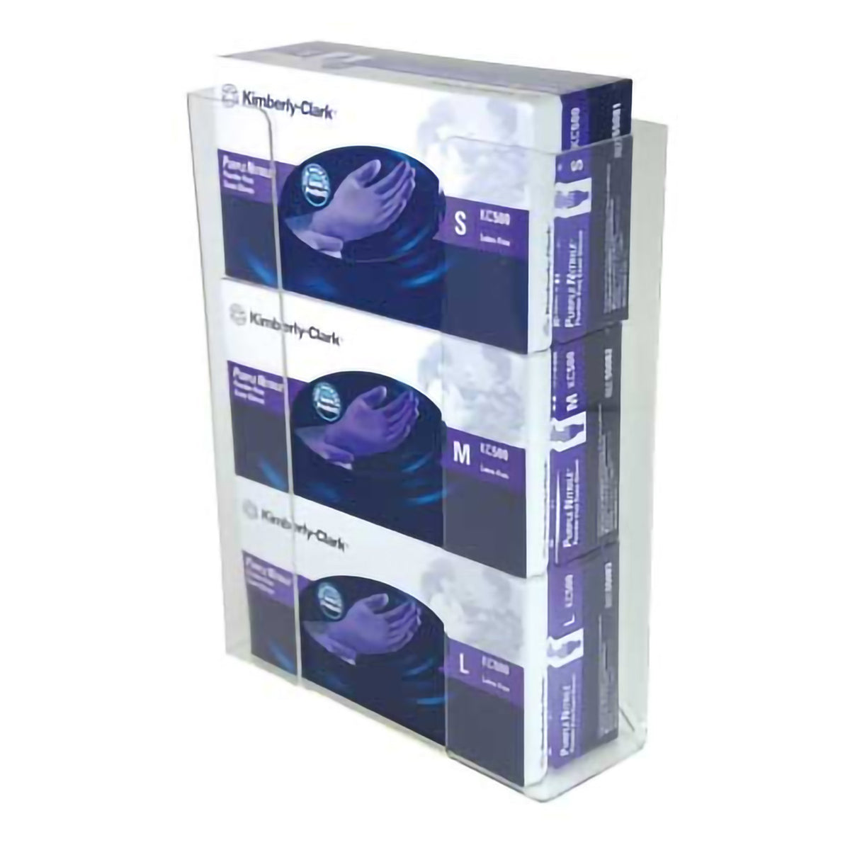 Glove Box Holder Wall Mount 3-Box Capacity Clear 3-1/2 X 11 X 14-1/2 Inch Acrylic - Housekeeping>Dispensers>PPE Dispensers...