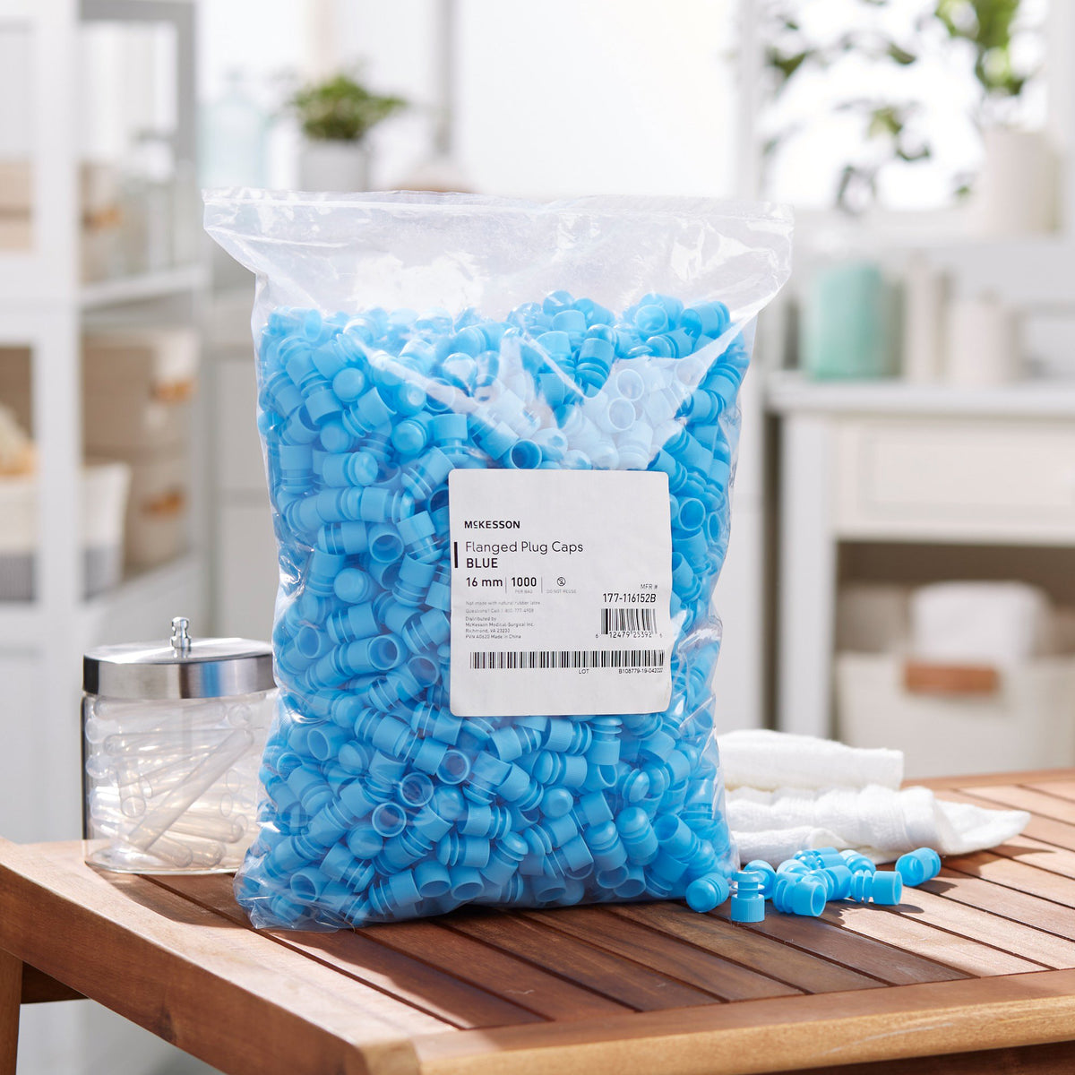 McKesson Blue Tube Closure for use with 16 mm Blood Drawing Tubes, Glass Test Tubes, Plastic Culture Tubes