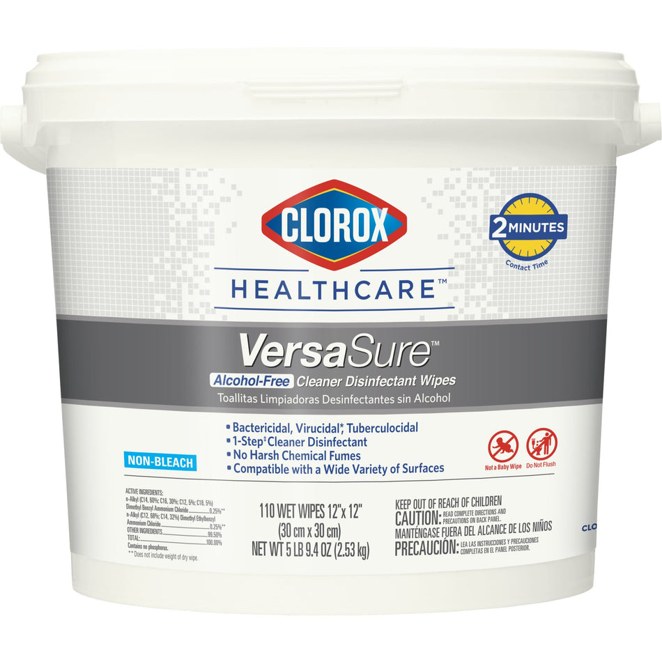 Clorox Healthcare® VersaSure™ Surface Disinfectant Cleaner Premoistened Quaternary Based Manual Pull Wipe 110 Count Pail Scented NonSterile