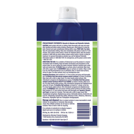 Microban® Surface Disinfectant / Sanitizer Quaternary Based Aerosol Spray Liquid 15 oz. Can Citrus Scent NonSterile
