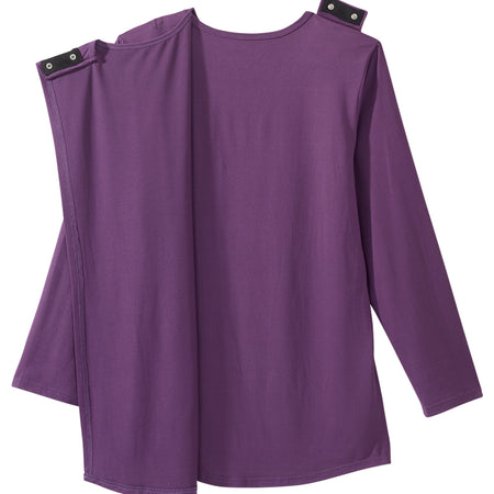 Silverts® Women's Open Back Embellished Long Sleeve Top, Eggplant, Small