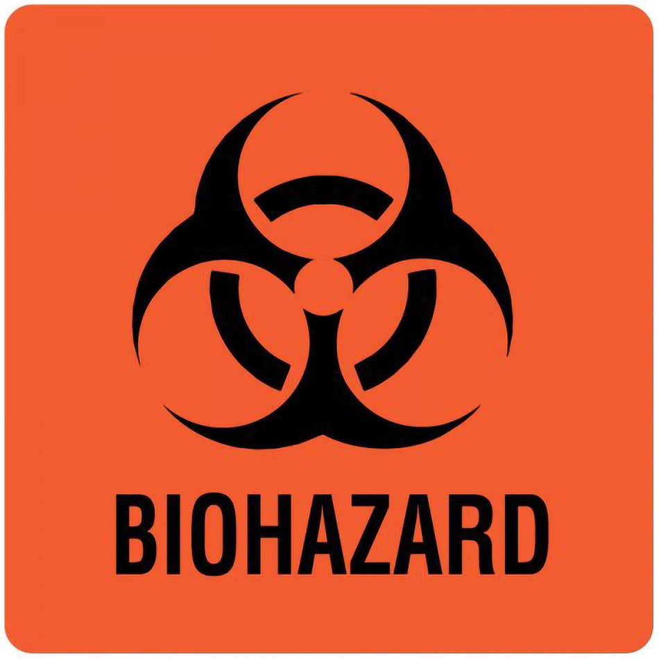 Pre-Printed Label UAL™ Warning Label Fluorescent Red Paper Biohazard / Symbol Black Biohazard 3 X 3 Inch