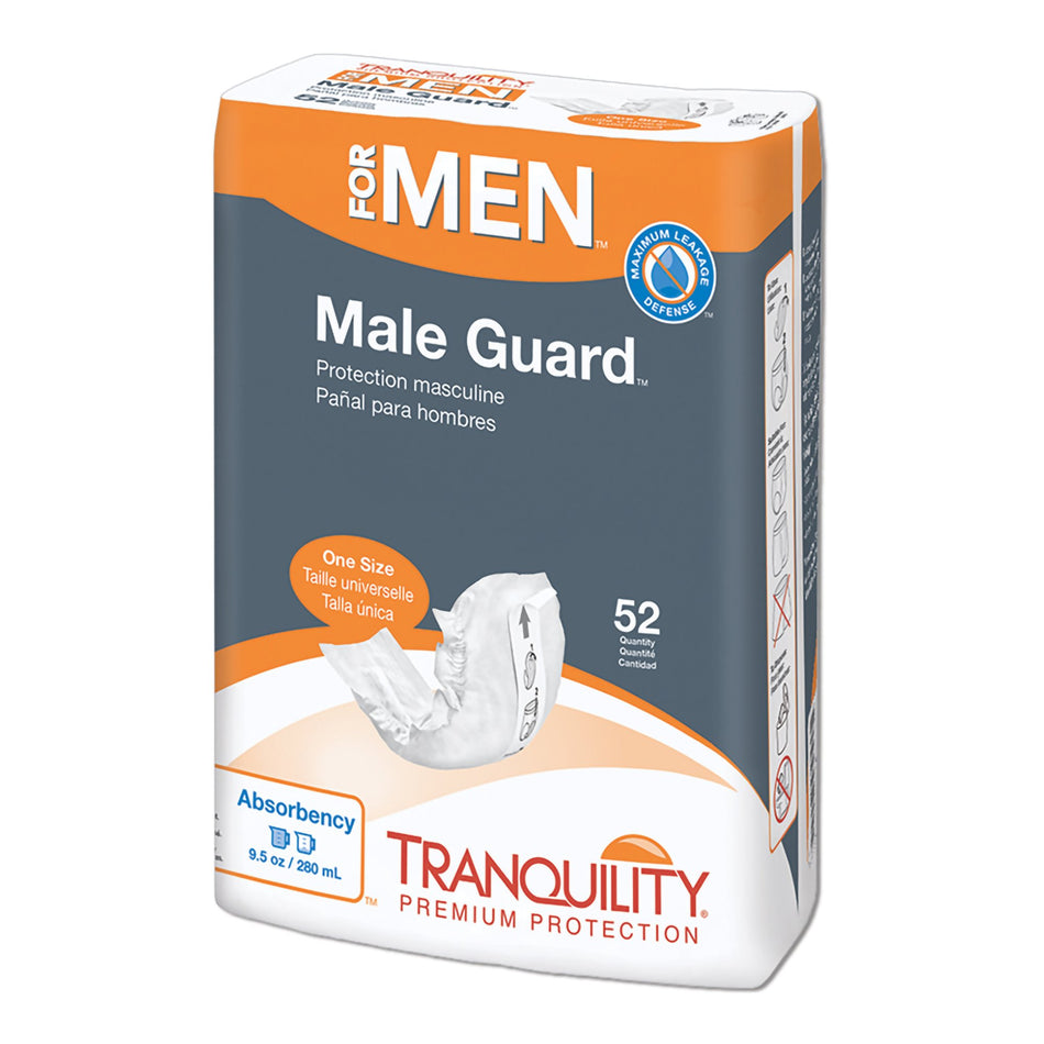 Bladder Control Pad Tranquility® Male Guard™ 5-1/4 X 12-1/4 Inch Length Heavy Absorbency Super Absorbent Core One Size Fits Most