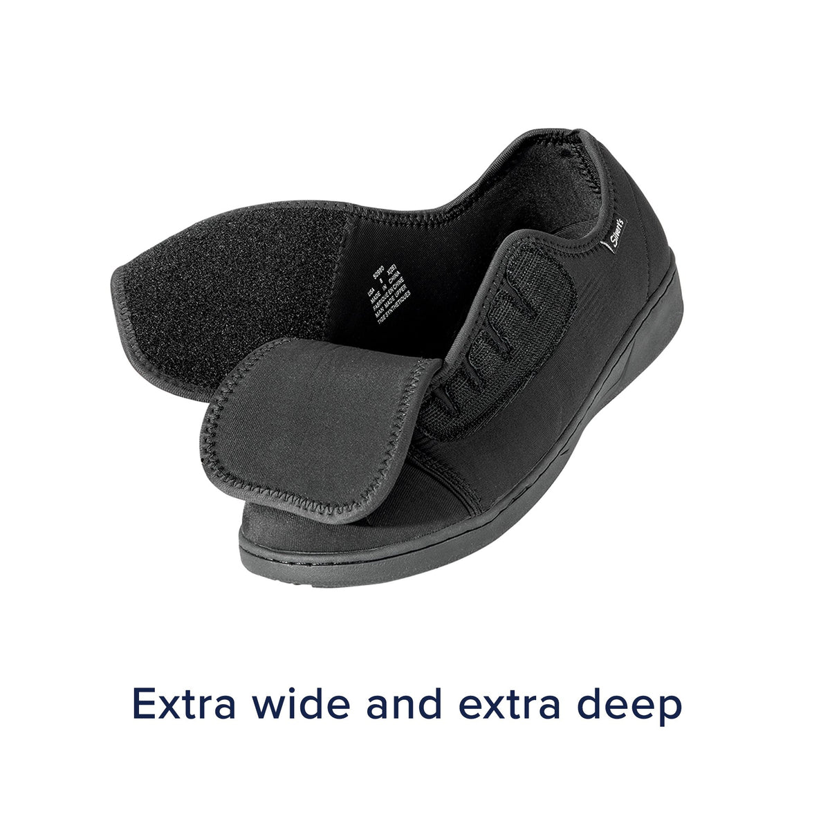 Silverts® Ultra Comfort Flex Hook and Loop Closure Shoe, Size 9, Black